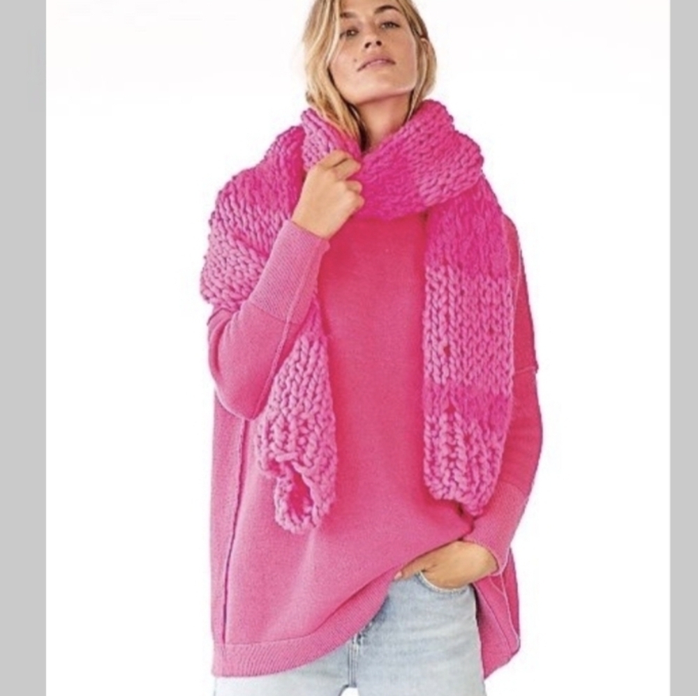 Free People “Ottoman Slouchy Tunic” (electric pink)  Size M